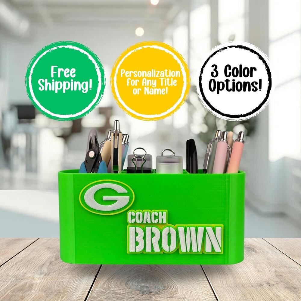 Personalized Green Bay Packers Desk Organizer, Custom Packers Gifts